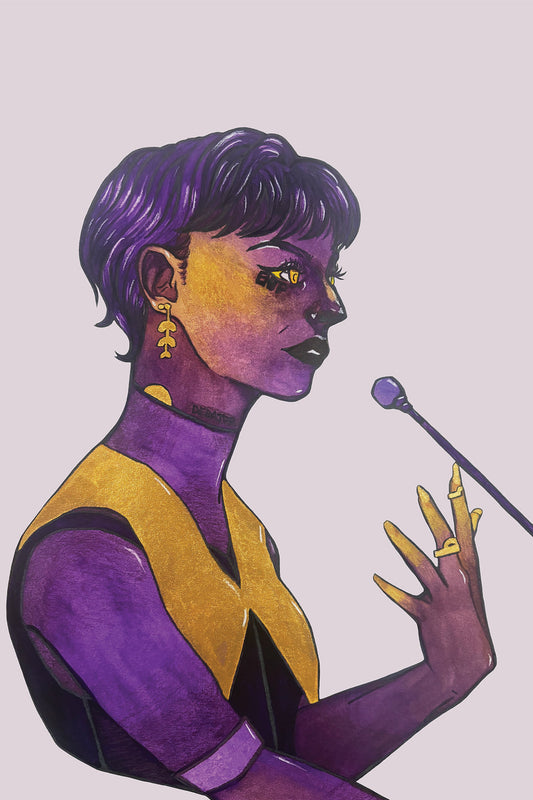 8x10 in. Watercolor Art Print from Original Painting “Debator” by Nightowl Doodles, Fine Art Print, Mixed Media Painting Print