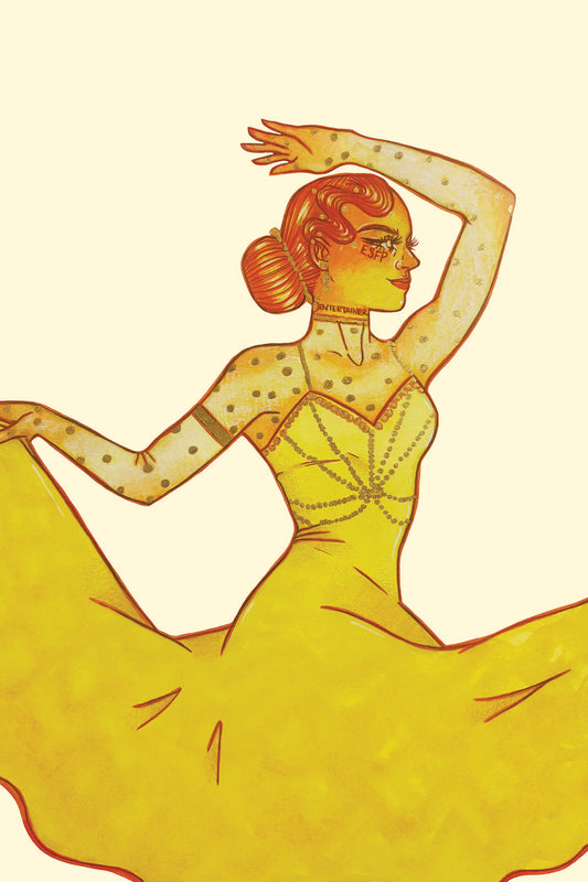 8x10 in. Watercolor Art Print from Original Painting “Entertainer” by Nightowl Doodles, Fine Art Print, Mixed Media Painting Print