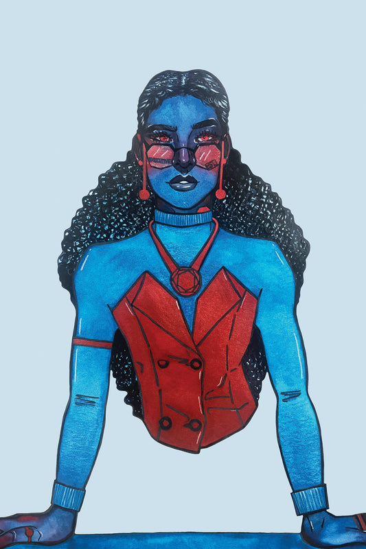 8x10 in. Watercolor Art Print from Original Painting “Executive” by Nightowl Doodles, Fine Art Print, Mixed Media Painting Print