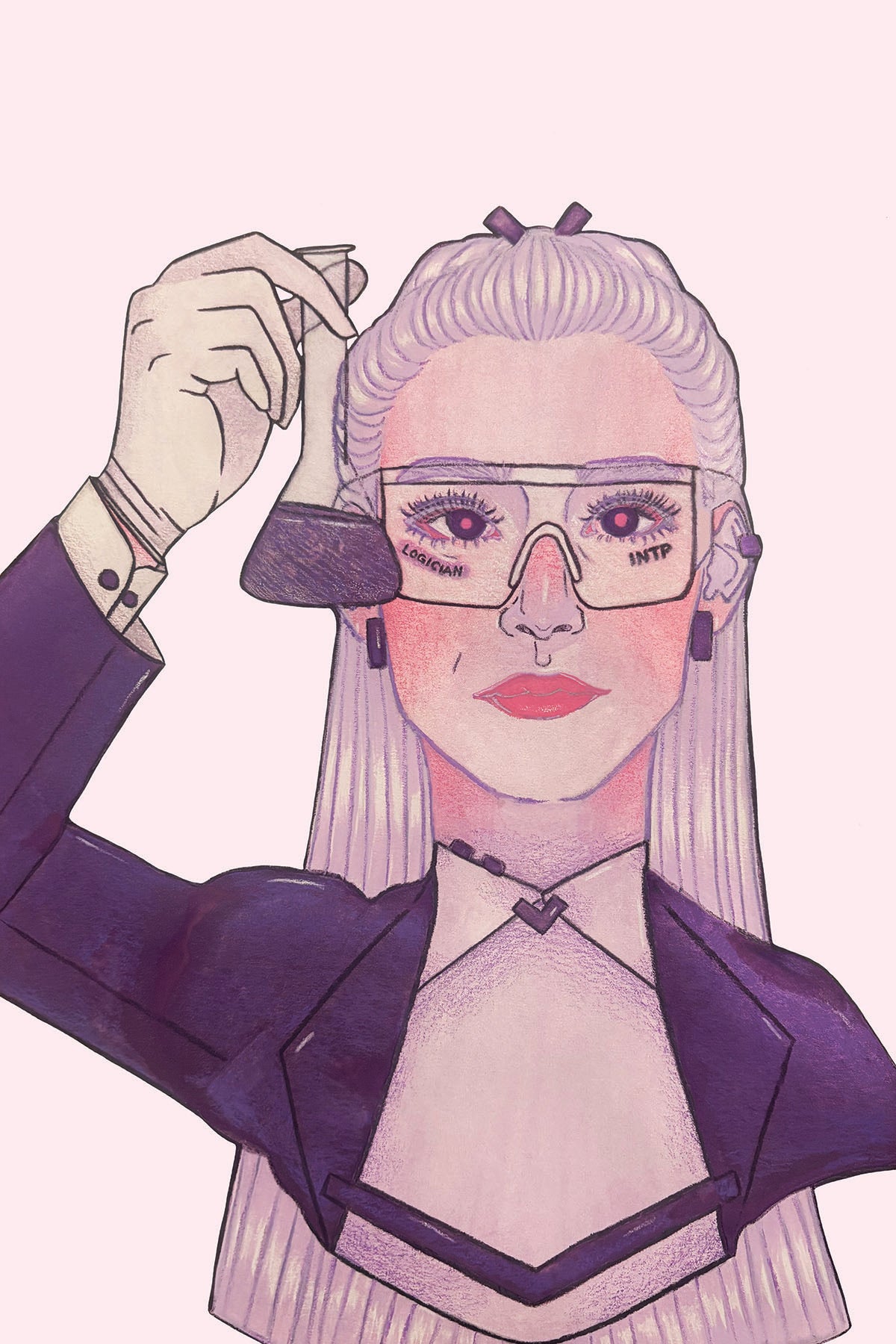 4x6 in. Watercolor Art Print from Original Painting “Logician” by Nightowl Doodles, Fine Art Print, Mixed Media Painting Print