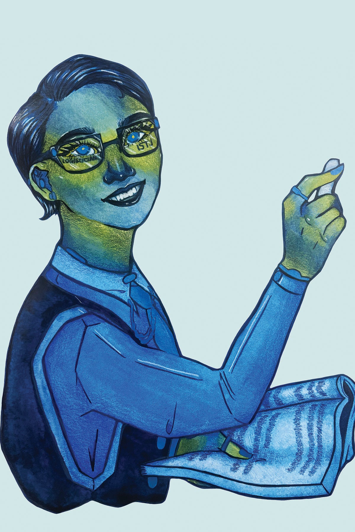 9x12 in. Original Watercolor Painting “Logistician” by Nightowl Doodles, Not a Print, One-of-a-Kind Original Art