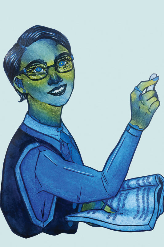 9x12 in. Original Watercolor Painting “Logistician” by Nightowl Doodles, Not a Print, One-of-a-Kind Original Art