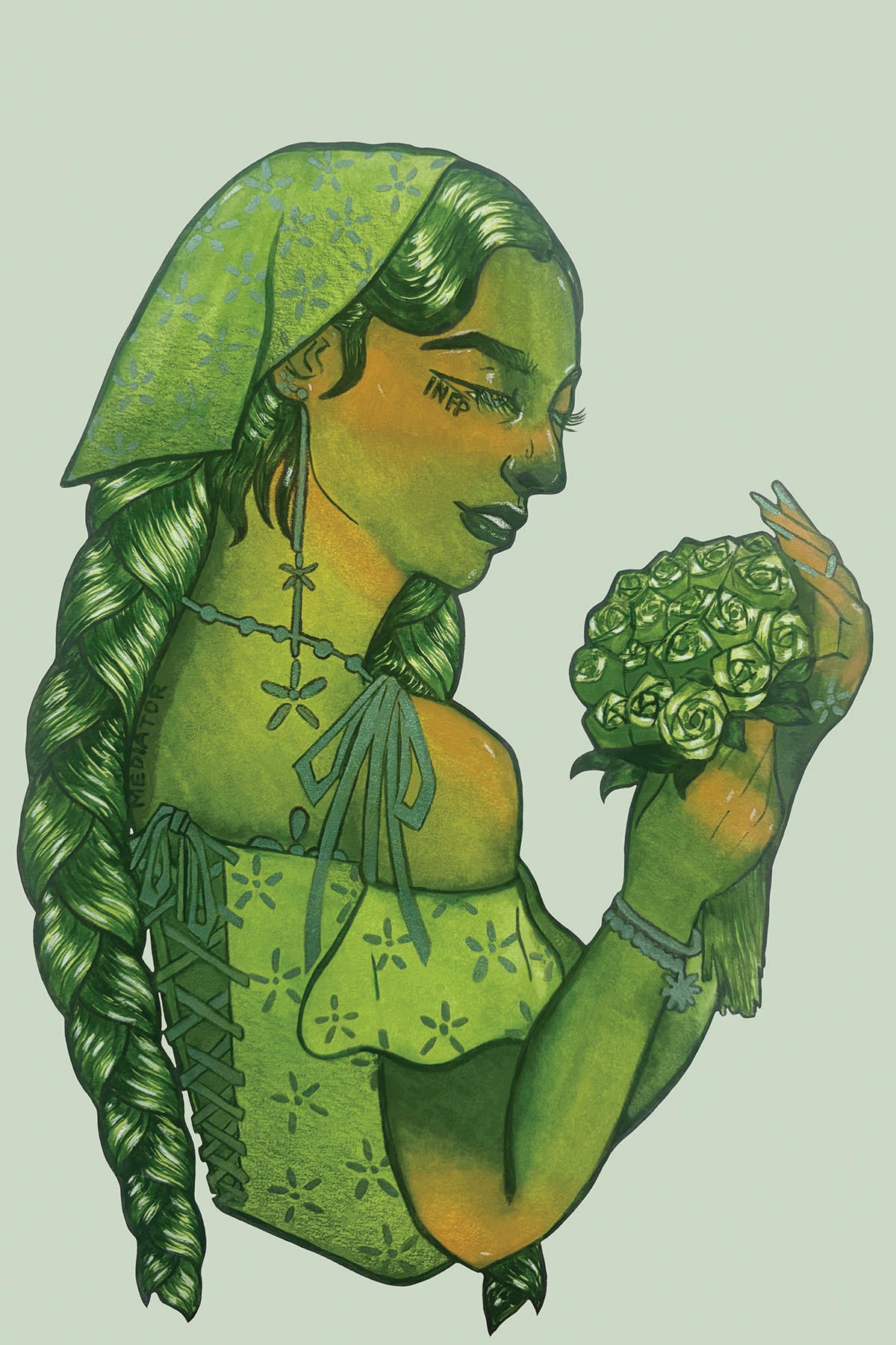 4x6 in. Watercolor Art Print from Original Painting “Mediator” by Nightowl Doodles, Fine Art Print, Mixed Media Painting Print