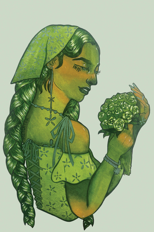 4x6 in. Watercolor Art Print from Original Painting “Mediator” by Nightowl Doodles, Fine Art Print, Mixed Media Painting Print