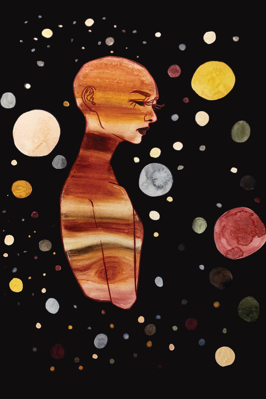 4x6 in. Watercolor Art Print from Original Painting “Jupiter” by Nightowl Doodles, Fine Art Print, Mixed Media Painting Print