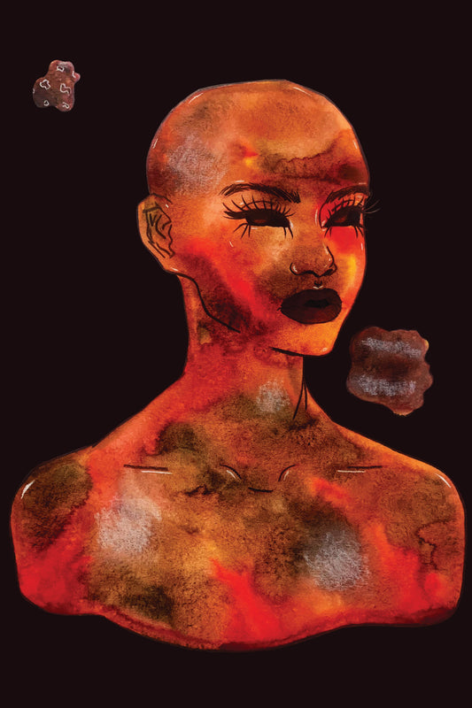 4x6 in. Watercolor Art Print from Original Painting “Mars” by Nightowl Doodles, Fine Art Print, Mixed Media Painting Print