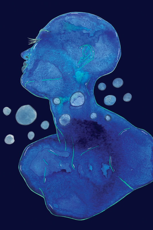 4x6 in. Watercolor Art Print from Original Painting “Neptune” by Nightowl Doodles, Fine Art Print, Mixed Media Painting Print