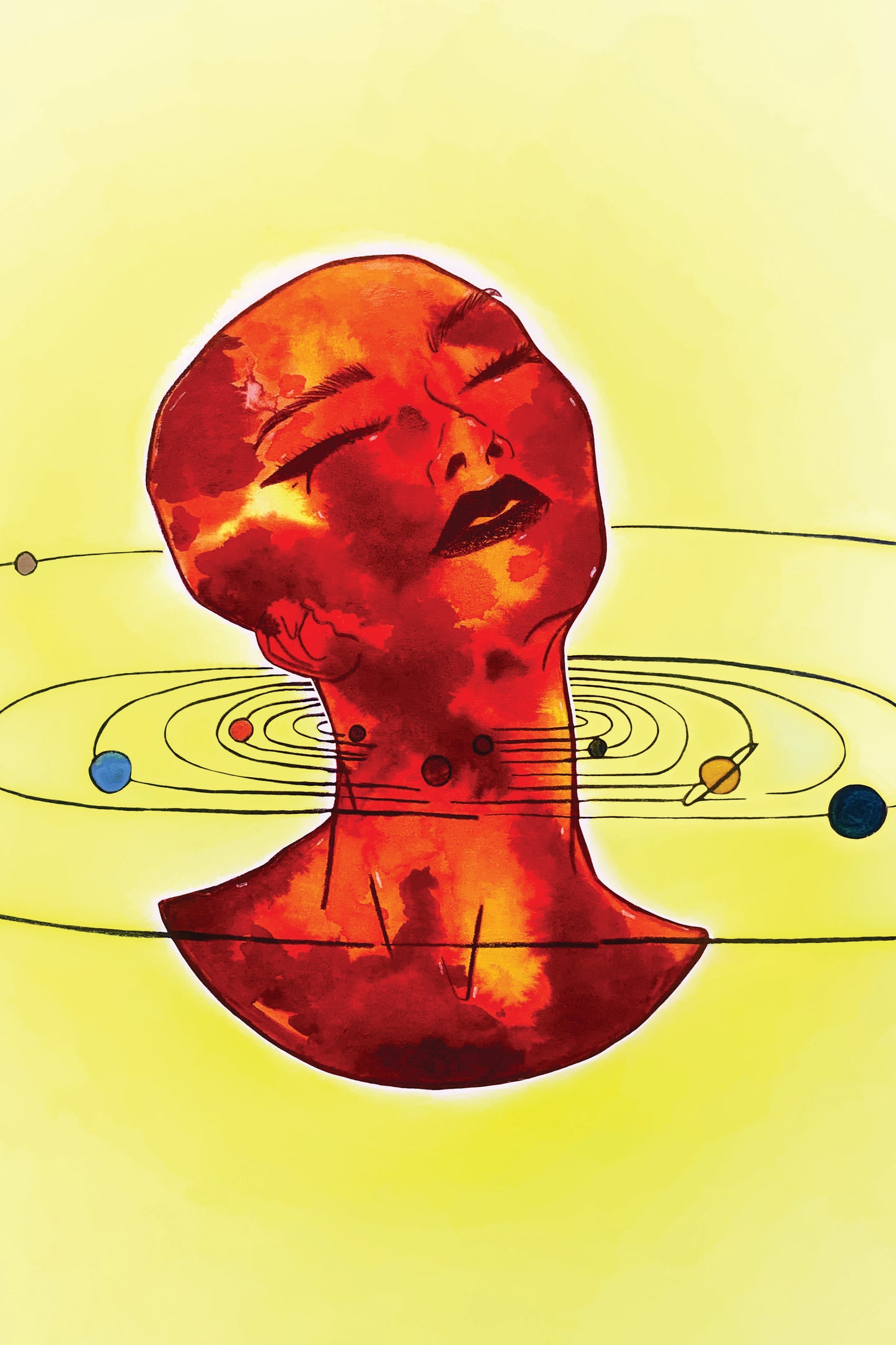 8x10 in. Watercolor Art Print from Original Painting “The Sun” by Nightowl Doodles, Fine Art Print, Mixed Media Painting Print