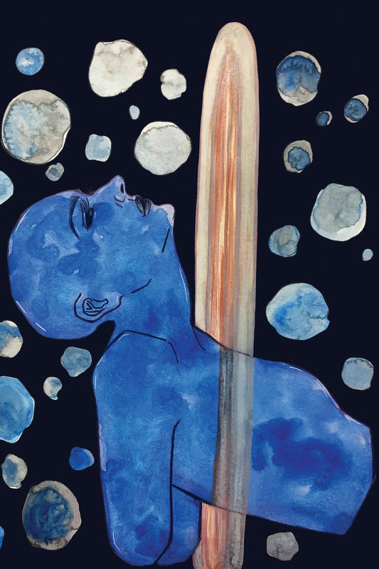 4x6 in. Watercolor Art Print from Original Painting “Uranus” by Nightowl Doodles, Fine Art Print, Mixed Media Painting Print
