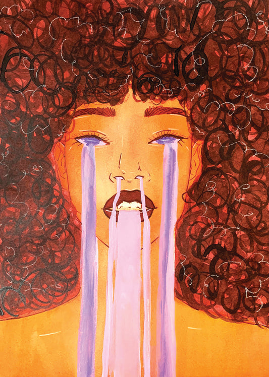 8x10 in. Watercolor Art Print from Original Painting “Waterfall Tears” by Nightowl Doodles, Fine Art Print, Mixed Media Painting Print