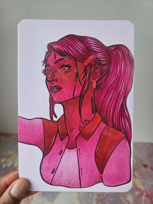 4x6 in. Watercolor Art Print from Original Painting “Commander” by Nightowl Doodles, Fine Art Print, Mixed Media Painting Print