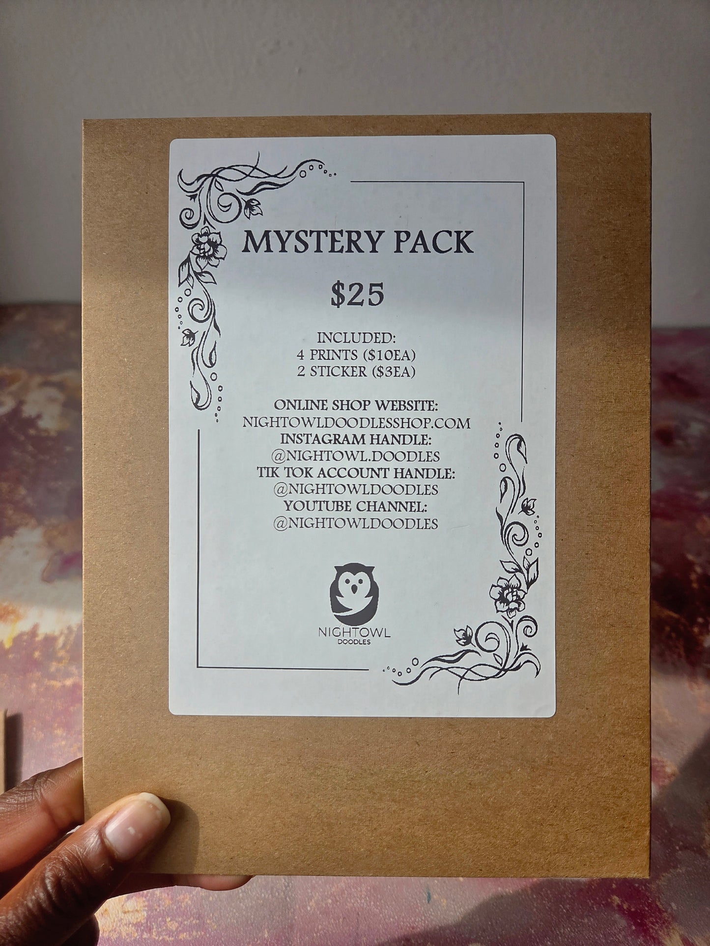 Tier 1 - $25 Mystery Pack - 4 Mini Prints and 2 Stickers