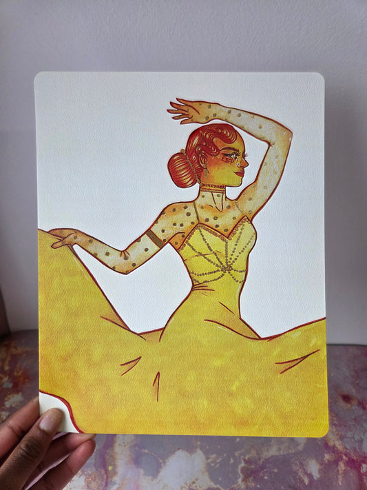 8x10 in. Watercolor Art Print from Original Painting “Entertainer” by Nightowl Doodles, Fine Art Print, Mixed Media Painting Print