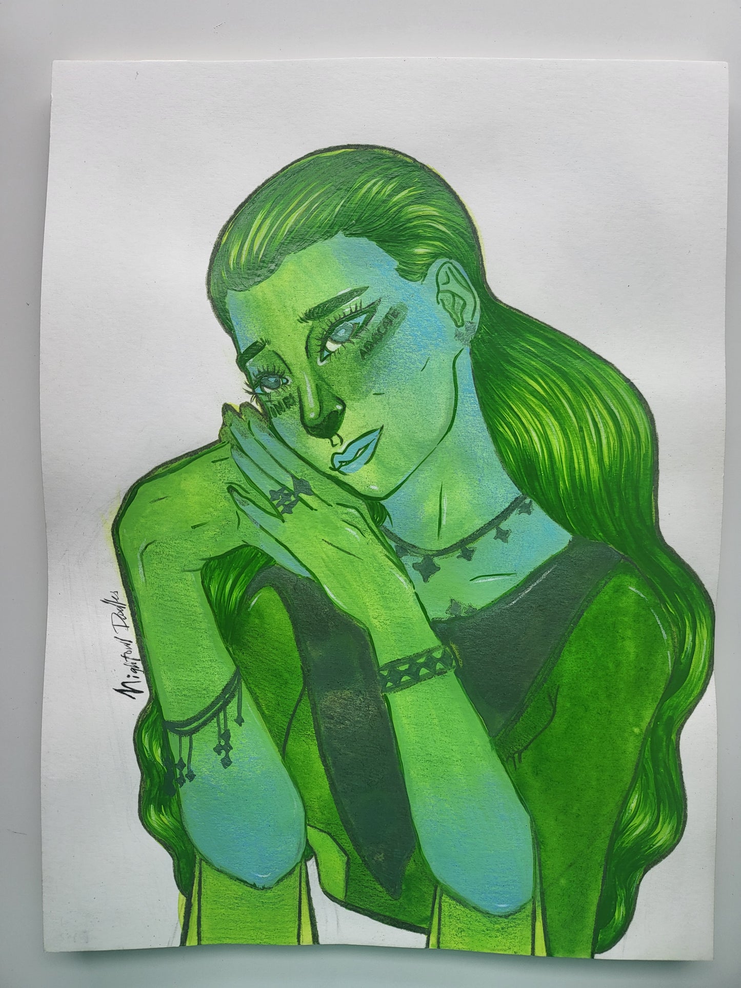 9x12 in. Original Watercolor Painting “Advocate” by Nightowl Doodles, Not a Print, One-of-a-Kind Original Art