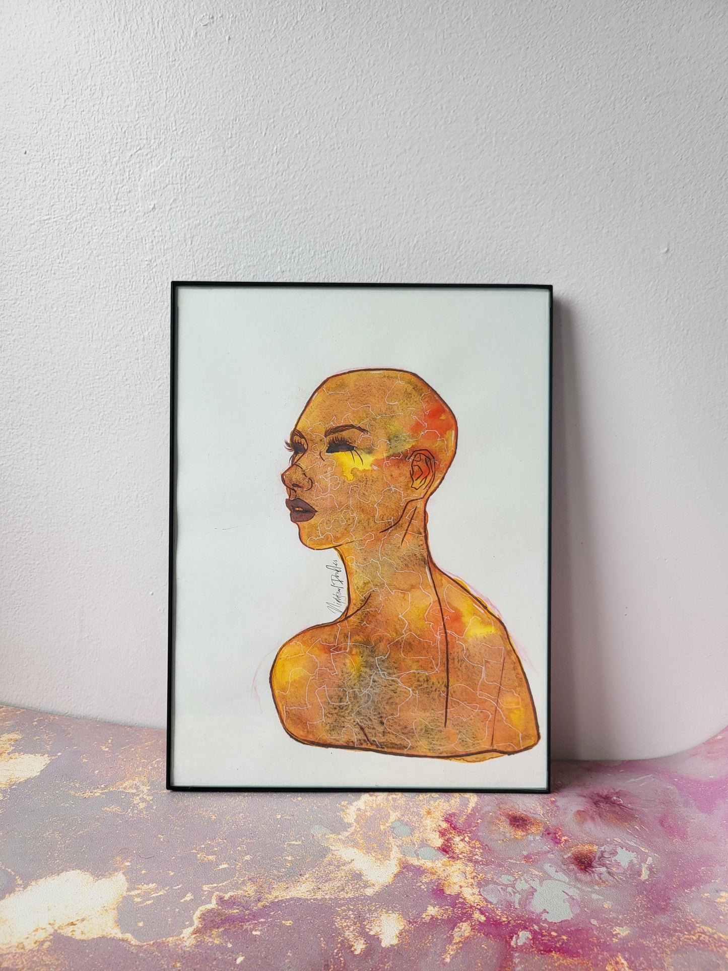 9x12 in. Original Watercolor Painting “Venus” by Nightowl Doodles, Not a Print, One-of-a-Kind Original Art