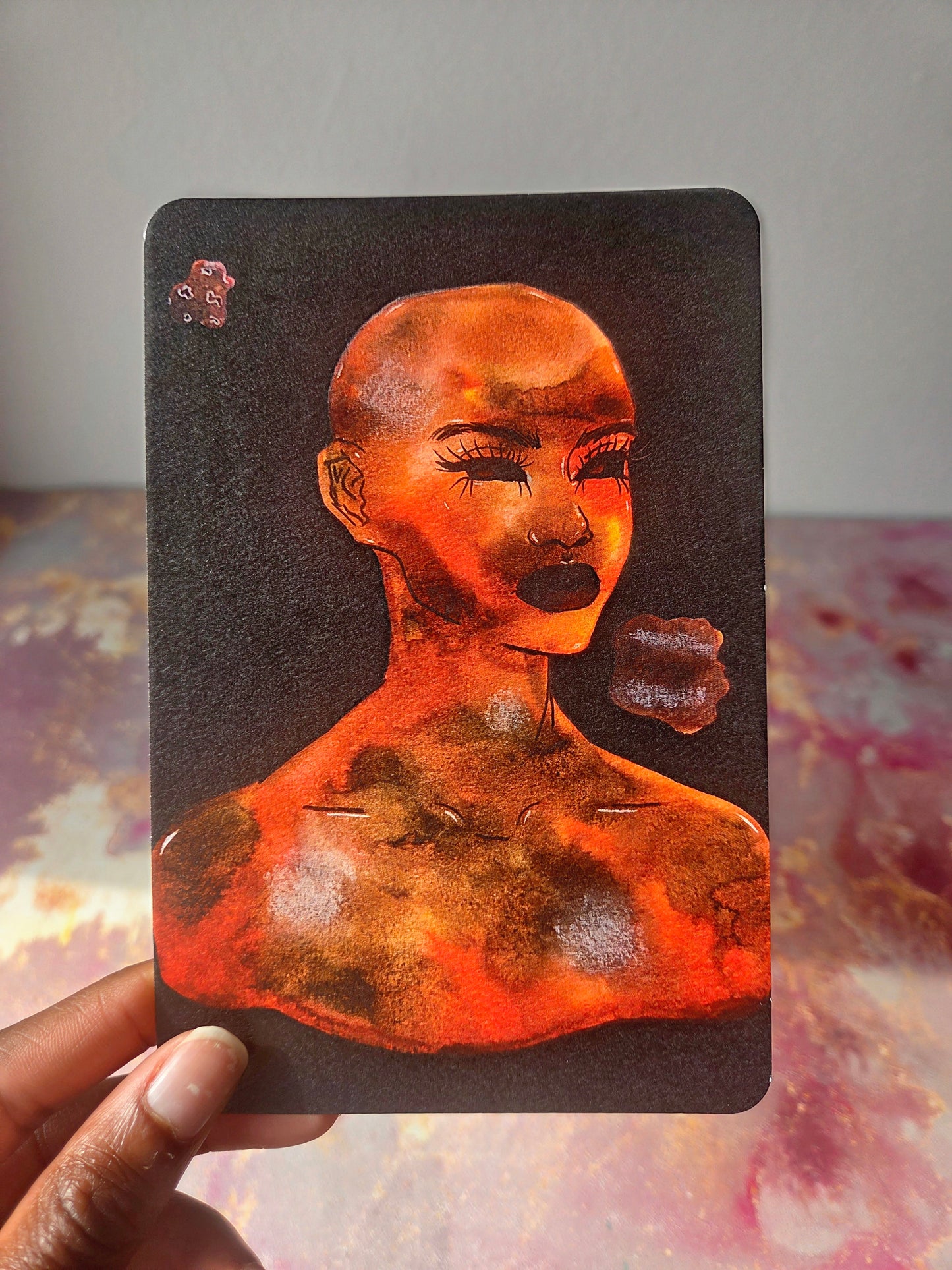 4x6 in. Watercolor Art Print from Original Painting “Mars” by Nightowl Doodles, Fine Art Print, Mixed Media Painting Print