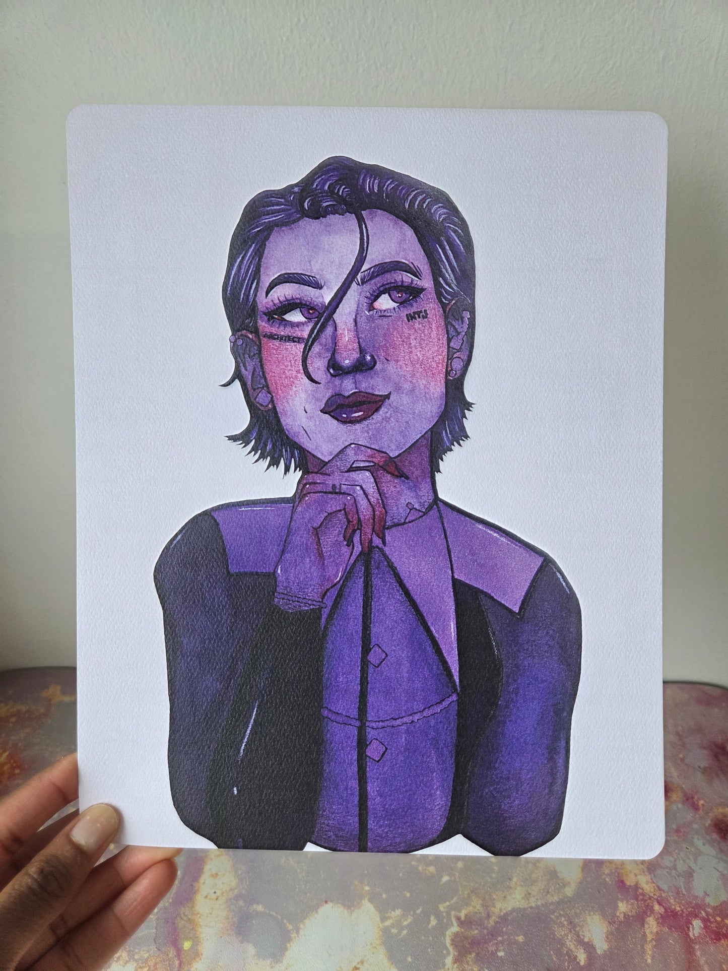 8x10 in. Watercolor Art Print from Original Painting “Architect” by Nightowl Doodles, Fine Art Print, Mixed Media Painting Print