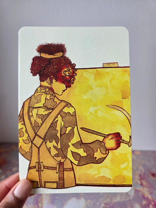 4x6 in. Watercolor Art Print from Original Painting “Adventurer” by Nightowl Doodles, Fine Art Print, Mixed Media Painting Print