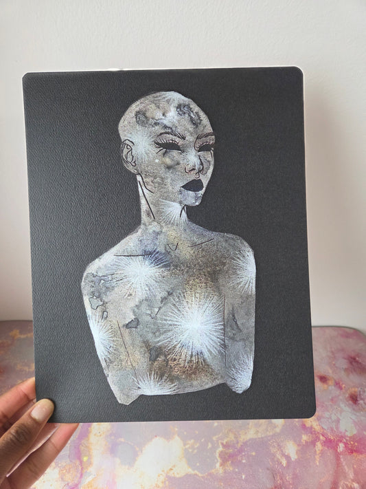 8x10 in. Watercolor Art Print from Original Painting “Mercury” by Nightowl Doodles, Fine Art Print, Mixed Media Painting Print