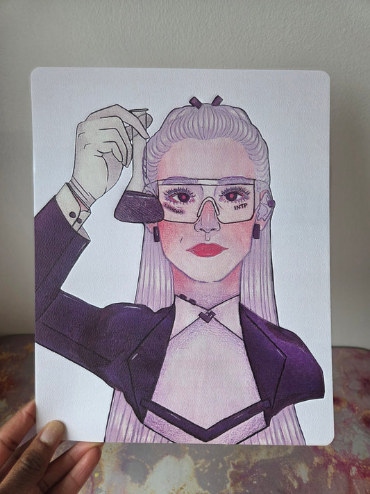 8x10 in. Watercolor Art Print from Original Painting “Logician” by Nightowl Doodles, Fine Art Print, Mixed Media Painting Print