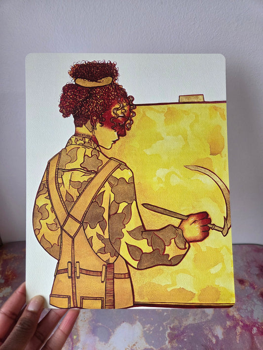 8x10 in. Watercolor Art Print from Original Painting “Adventurer” by Nightowl Doodles, Fine Art Print, Mixed Media Painting Print