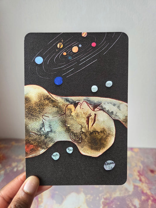 4x6 in. Watercolor Art Print from Original Painting “Pluto” by Nightowl Doodles, Fine Art Print, Mixed Media Painting Print