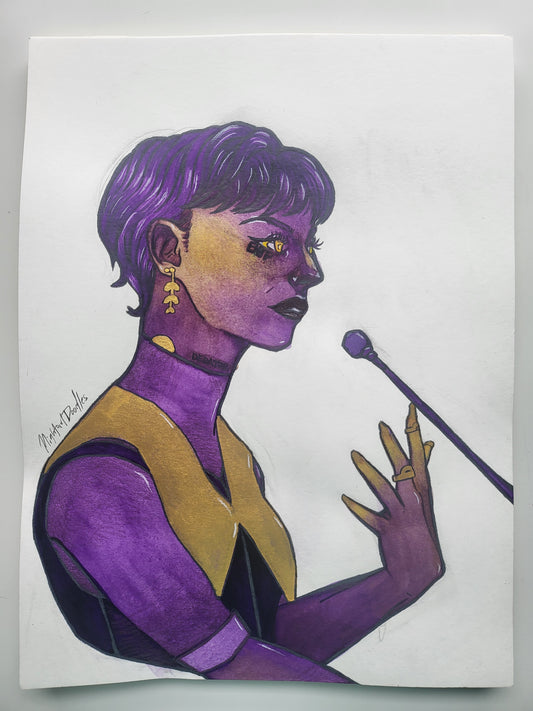 9x12 in. Original Watercolor Painting “Debator” by Nightowl Doodles, Not a Print, One-of-a-Kind Original Art