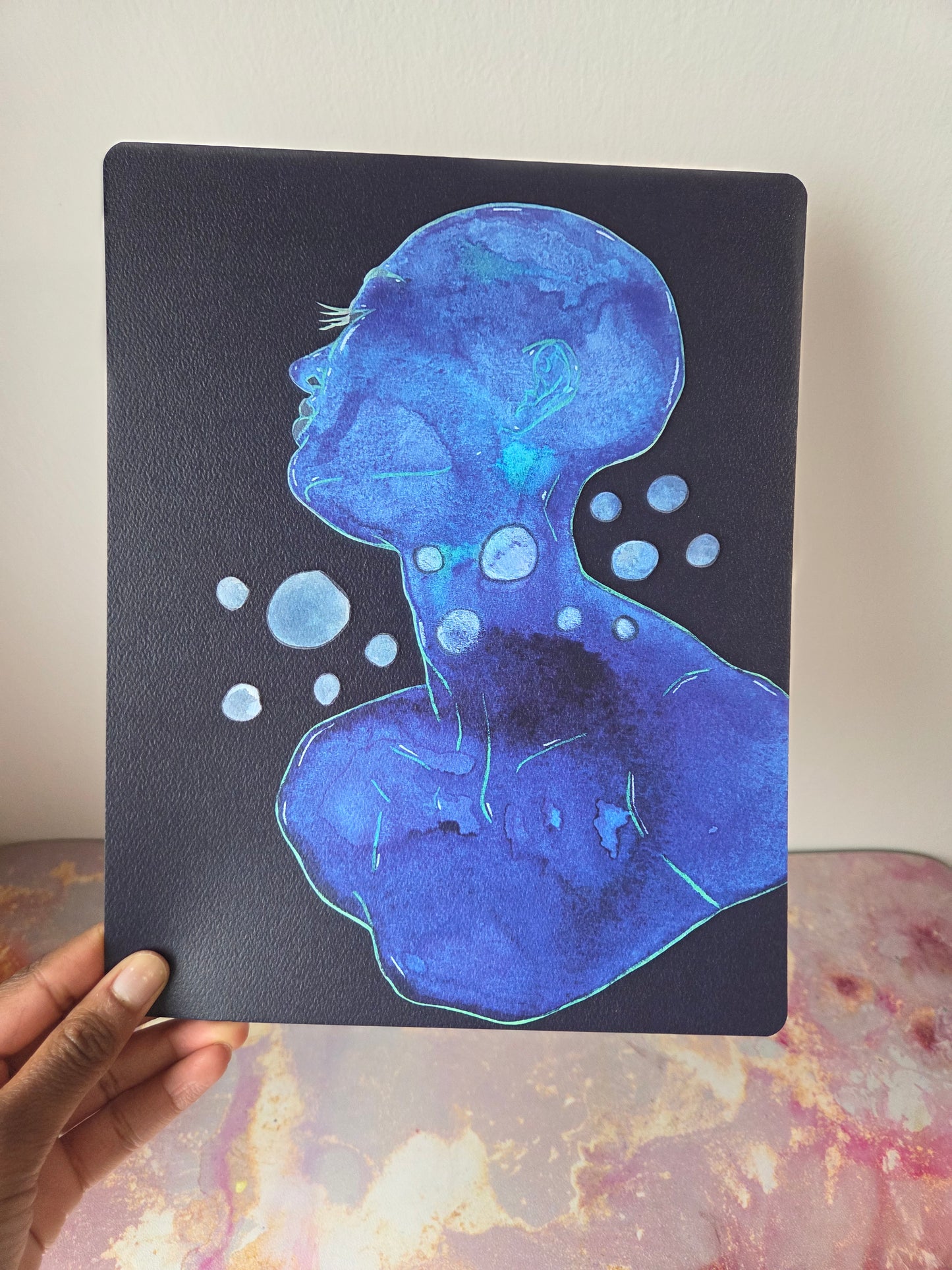 8x10 in. Watercolor Art Print from Original Painting “Neptune” by Nightowl Doodles, Fine Art Print, Mixed Media Painting Print