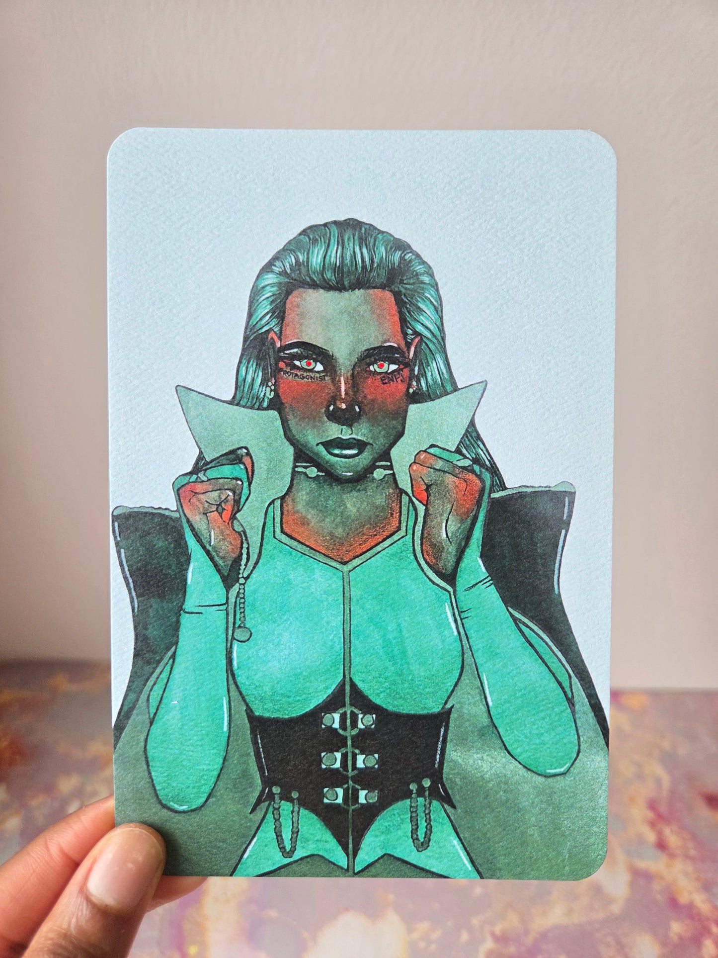 4x6 in. Watercolor Art Print from Original Painting “Protagonist” by Nightowl Doodles, Fine Art Print, Mixed Media Painting Print