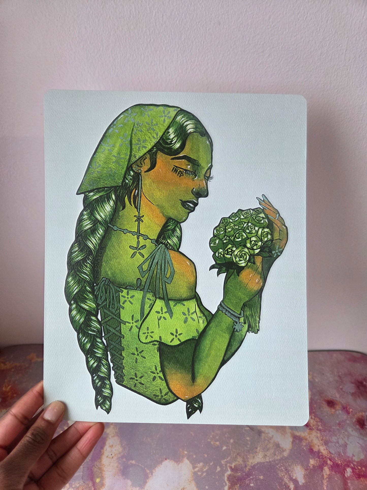 8x10 in. Watercolor Art Print from Original Painting “Mediator” by Nightowl Doodles, Fine Art Print, Mixed Media Painting Print