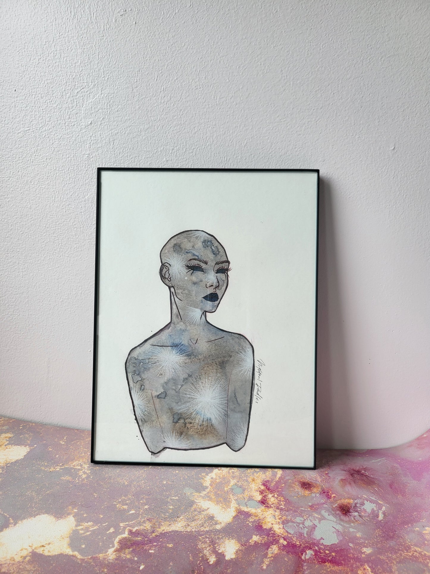 9x12 in. Original Watercolor Painting “Mercury” by Nightowl Doodles, Not a Print, One-of-a-Kind Original Art