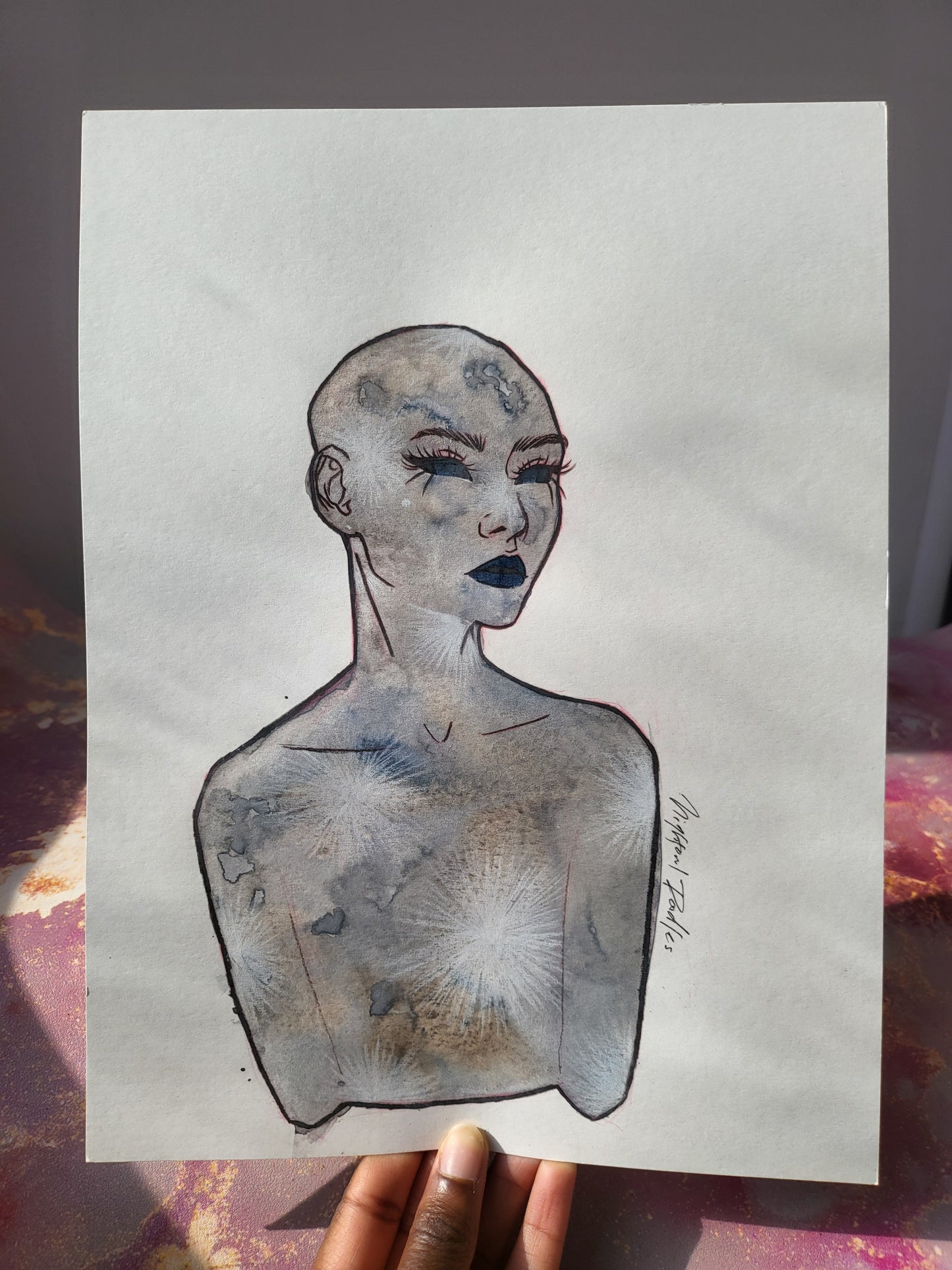 9x12 in. Original Watercolor Painting “Mercury” by Nightowl Doodles, Not a Print, One-of-a-Kind Original Art